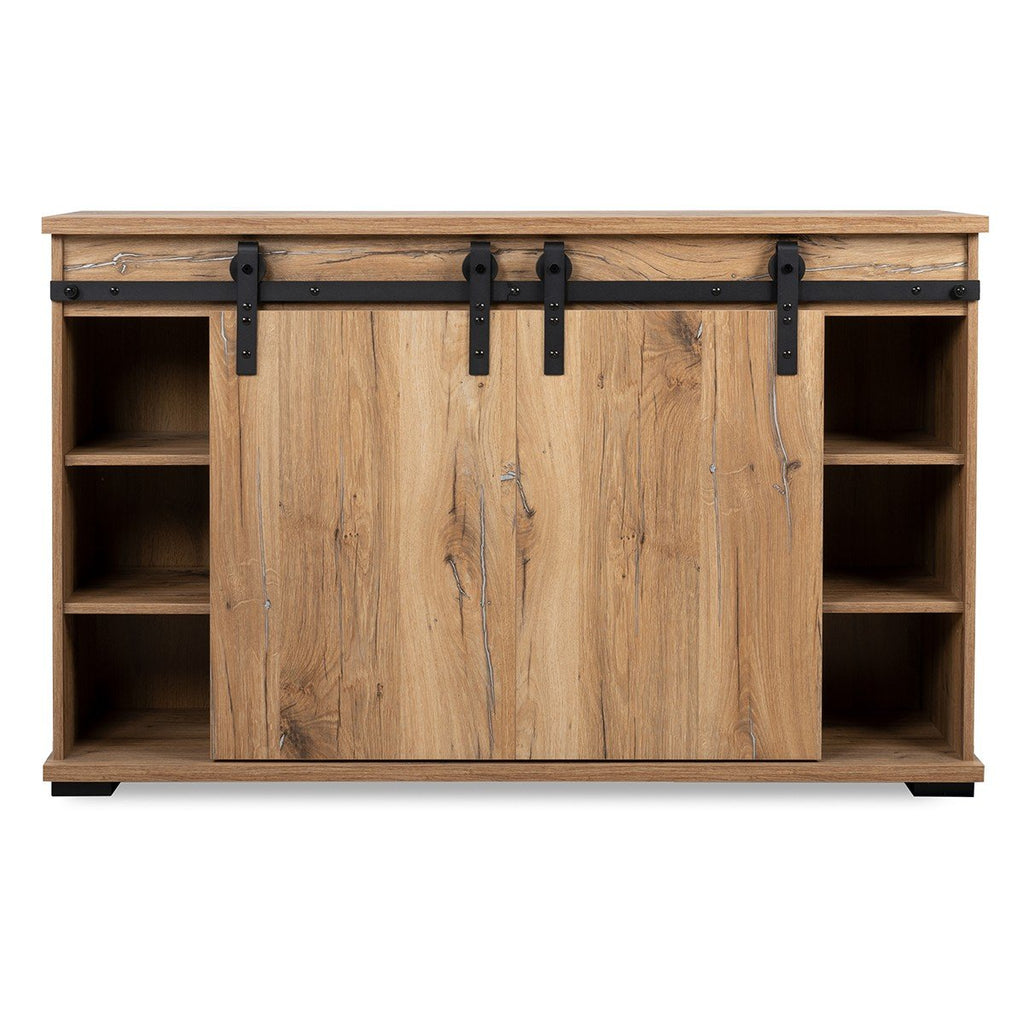 Buffet 2 Portes Coulissantes Et 3 Tiroirs Centraux L140cm - Manzano - Décor Bois