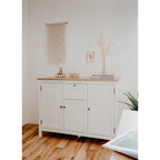 Buffet 3 Portes 1 Tiroir L120 cm - Décor Blanc - Bergen - Blanc