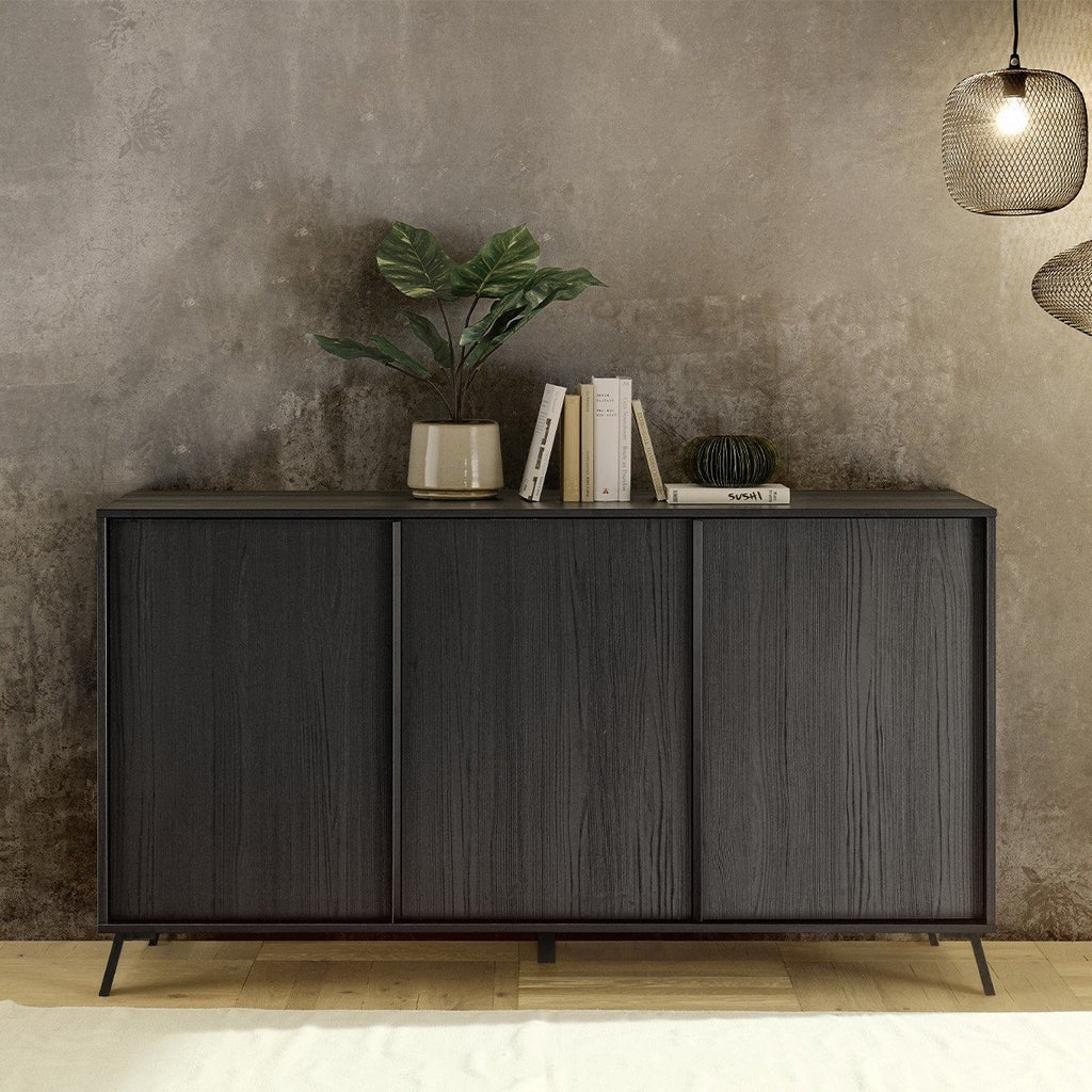 Buffet 3 Portes L156 cm - City - Noir
