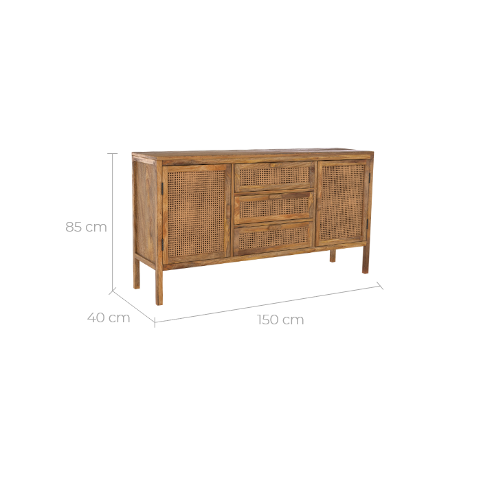 buffet 3 tiroirs 2 portes tiki