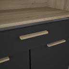Buffet Haut 4 Portes 1 Tiroir, Décor Chêne Et Noir - L83xH176cm - Dolce - Décor Bois