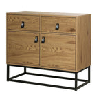 Buffet Industriel 2 Portes 2 Tiroirs Décor Bois L90 cm - Jill - Décor Bois