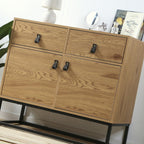 Buffet Industriel 2 Portes 2 Tiroirs Décor Bois L90 cm - Jill - Décor Bois