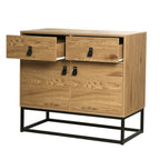 Buffet Industriel 2 Portes 2 Tiroirs Décor Bois L90 cm - Jill - Décor Bois