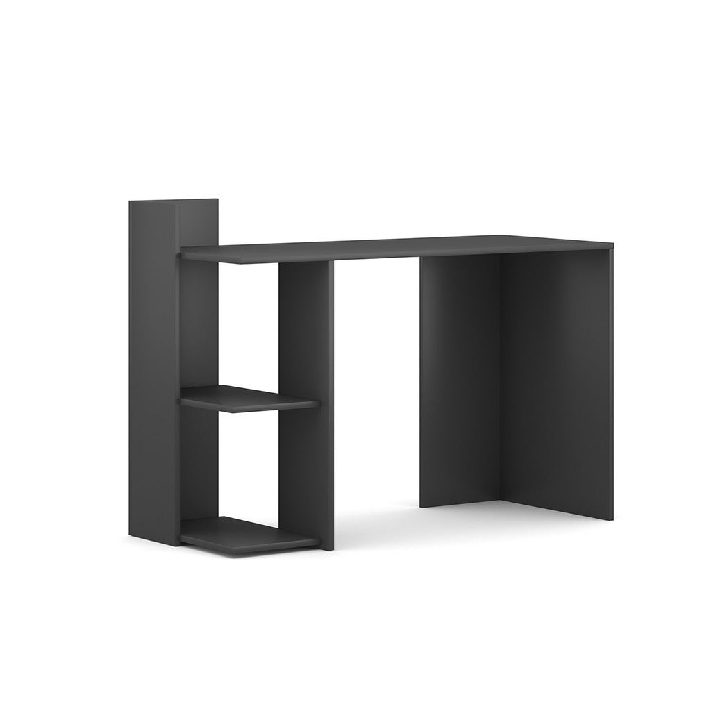 Bureau Avec Étagères De Rangement L120 cm - Paco - Gris Anthracite
