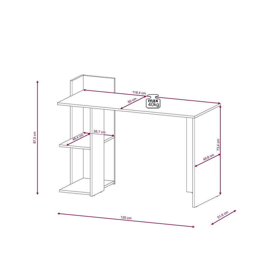 Bureau Avec Étagères De Rangement L120 cm - Paco - Gris Anthracite