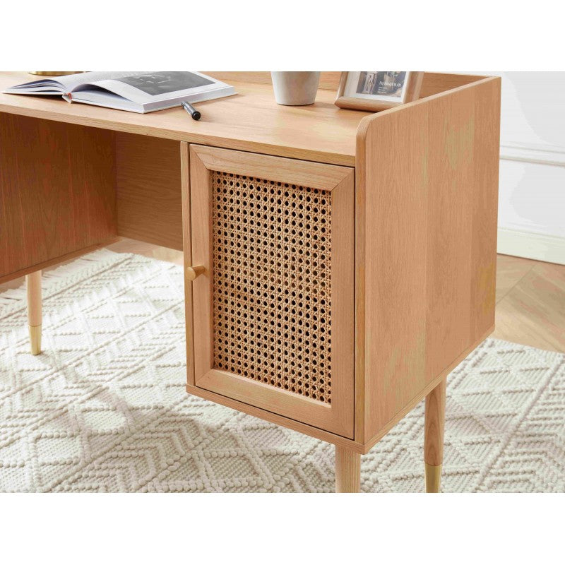 Bureau Leon - Chêne Et Cannage Rotin