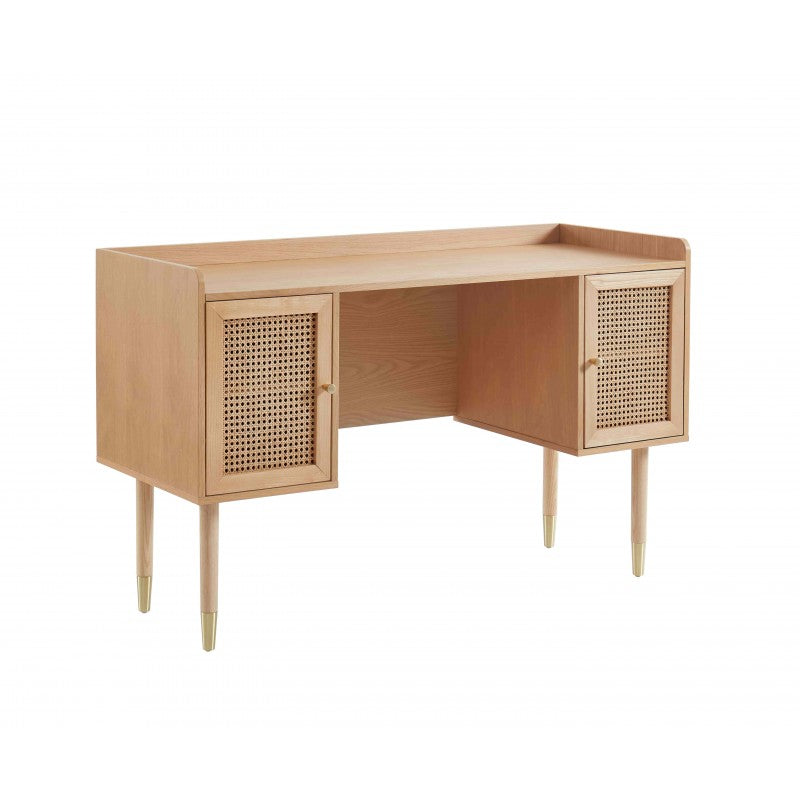 Bureau Leon - Chêne Et Cannage Rotin