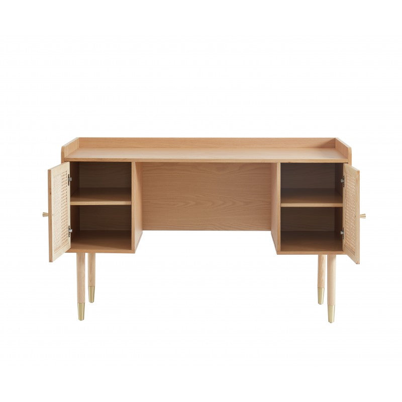 Bureau Leon - Chêne Et Cannage Rotin
