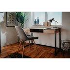 Bureau Mural Industriel 2 Tiroirs L120 cm - Denver - Décor Bois