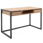 Bureau Mural Industriel 2 Tiroirs L120 cm - Denver - Décor Bois