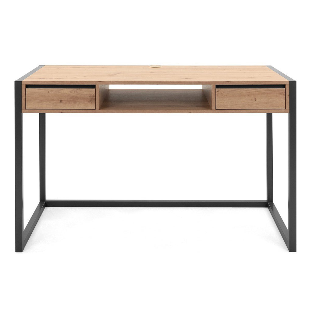 Bureau Mural Industriel 2 Tiroirs L120 cm - Denver - Décor Bois