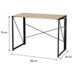 Bureau Pliable Style Industriel - Longueur 100 cm - Décor Bois