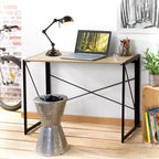 Bureau Pliable Style Industriel - Longueur 100 cm - Décor Bois