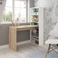 Bureau Réversible Avec Étagère De Rangement - L120 cm - Décor Chêne Clair