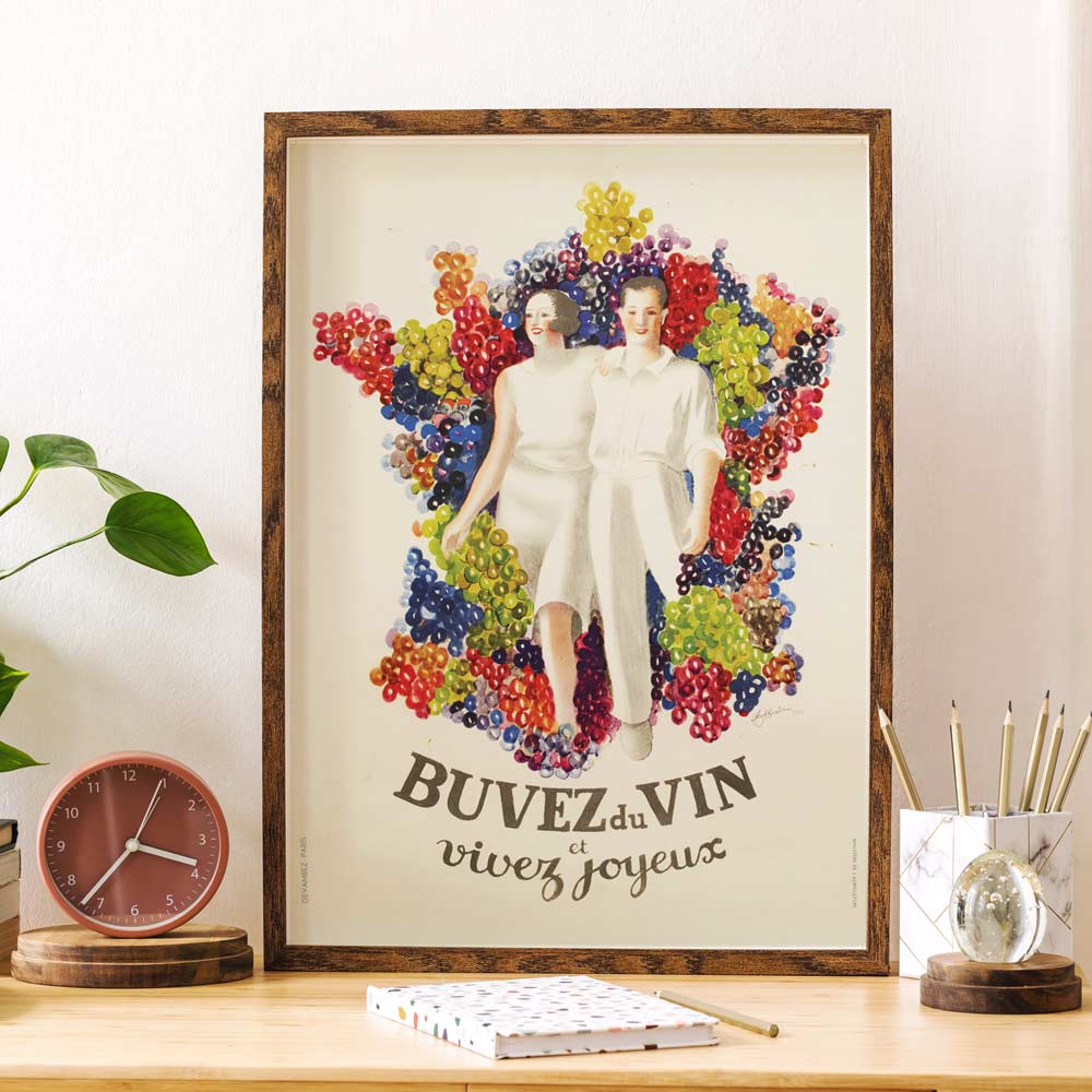 Affiche "Buvez Du Vin, Vivez Joyeux"