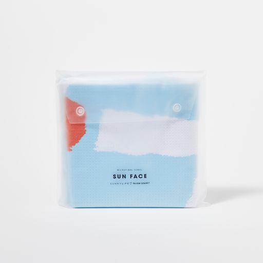 Serviette Microfibre Sun Face - Imprimé Bleu Et Blanc