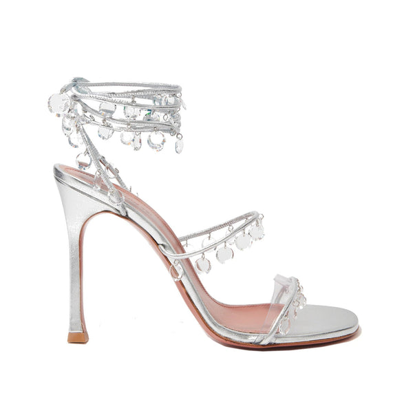 Amina Muaddi Tina 105 Sandals - Silver - Femme