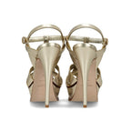 Saint Laurent Tribute Leather Sandals - Gold - Femme