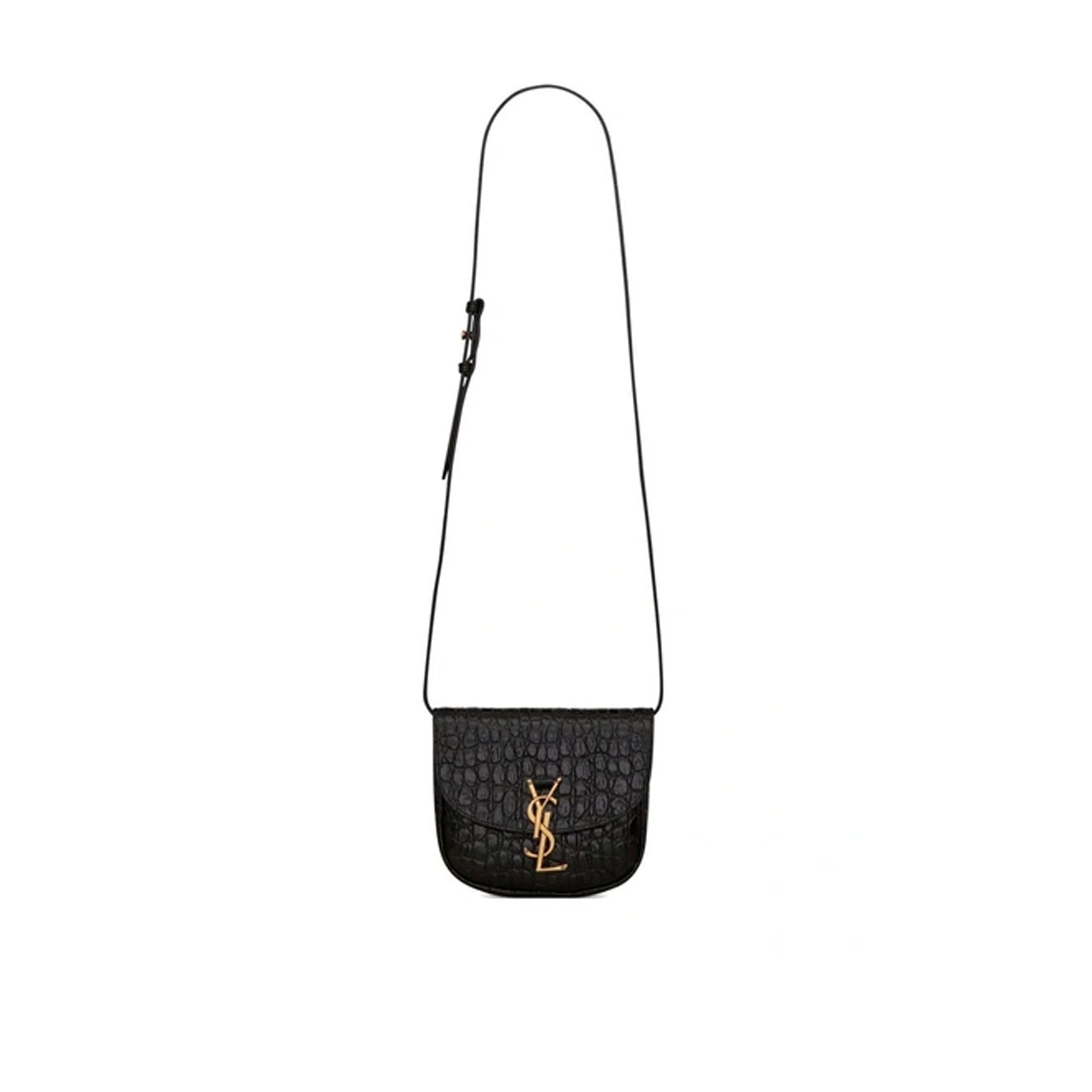 Saint Laurent - Sac Bandoulière Kaia Croco - Femme - Black