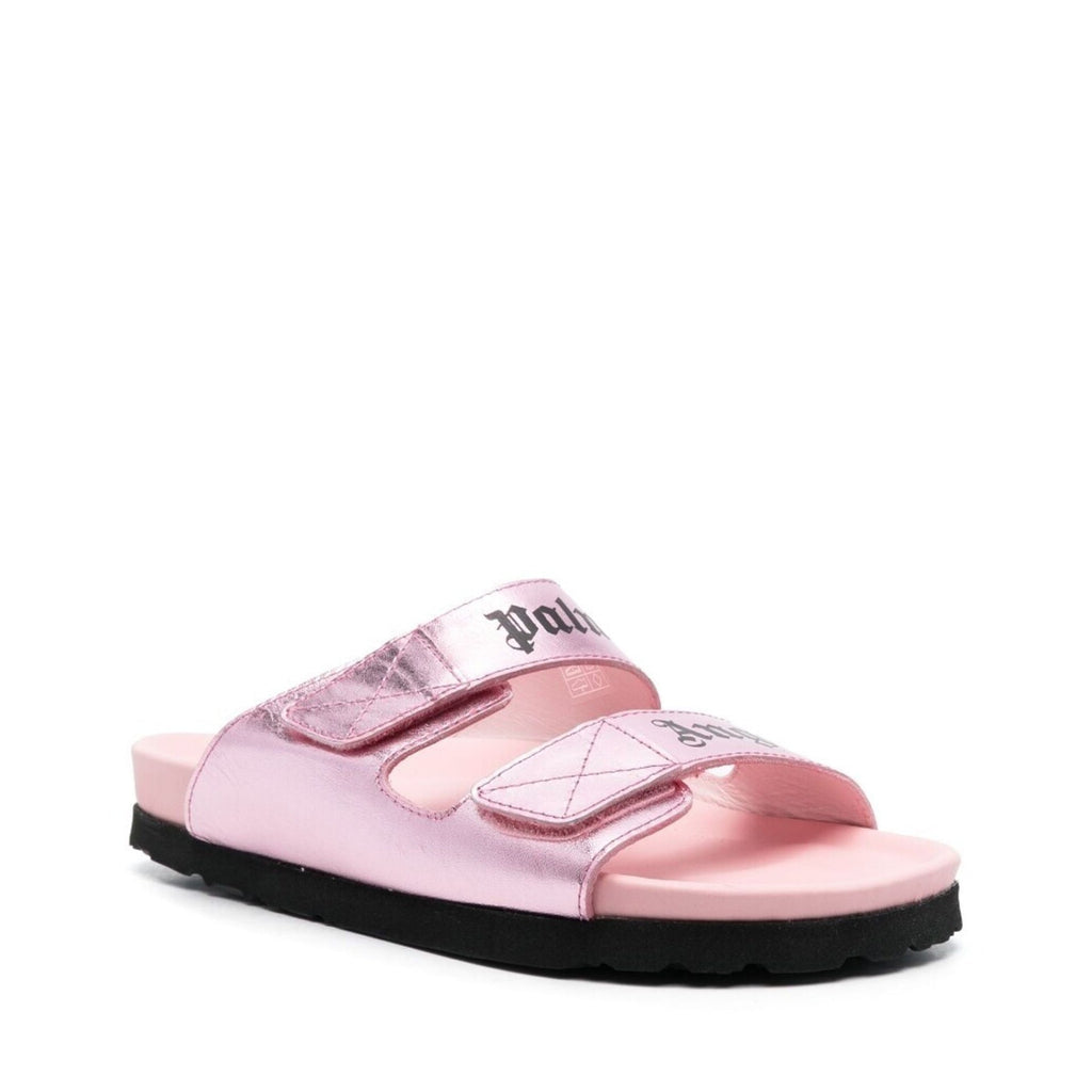 Palm Angels Leather Logo Sandals - Pink - Femme