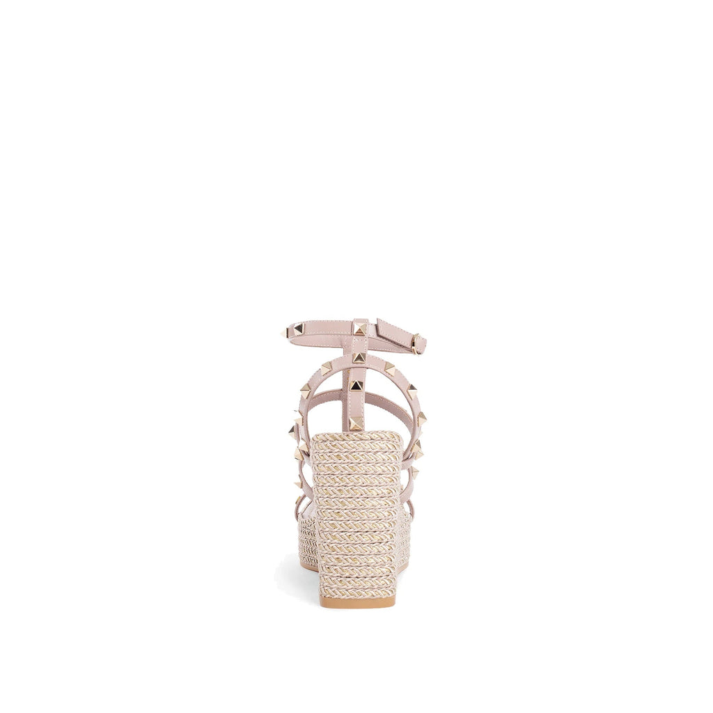 Sandales Valentino Garavani Rockstud Wedge - Beige - Femme