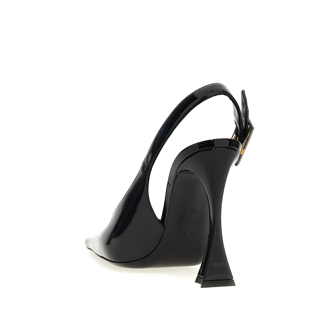Escarpins Saint Laurent 'Dune' Leather Slingback - Black - Femme
