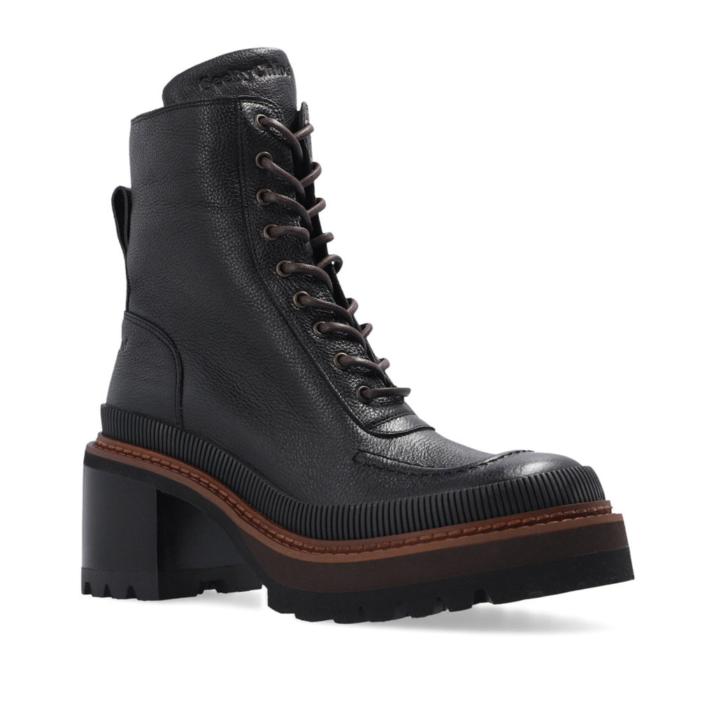 Bottes - See By Chloe Mahalia Leather Lace-Up  - Black