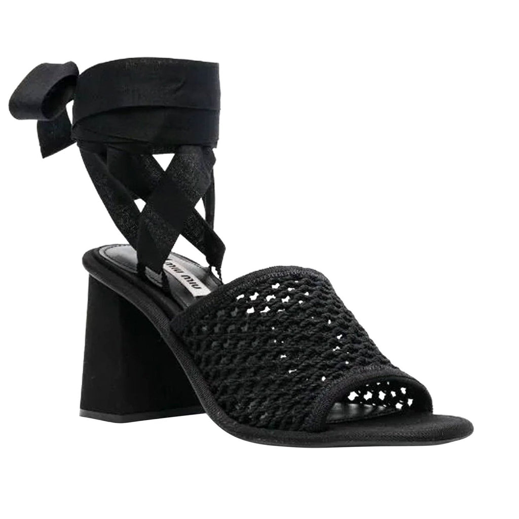 Miu Miu Macrame Sandals - Black - Femme