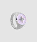 Cabirol - Chevalière Croisette Argent Rose Poudré - Femme