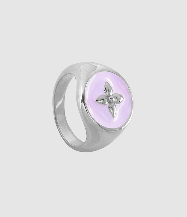Cabirol - Chevalière Croisette Argent Rose Poudré - Femme