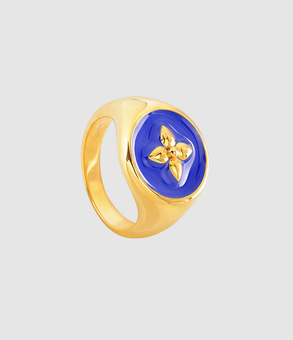 Cabirol - Chevalière Croisette Laiton Bleu Klein - Femme