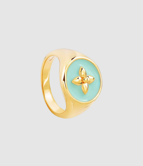 Cabirol - Chevalière Croisette Laiton Jade - Femme
