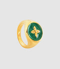 Cabirol - Chevalière Croisette Laiton Vert Sapin - Femme