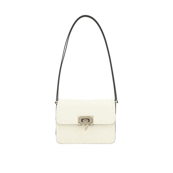 Valentino Garavani Rockstud Leather Shoulder Bag - White - Femme