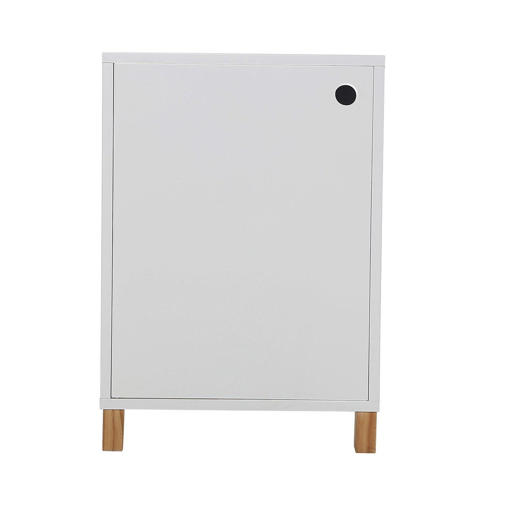 Caisson Blanc 1 Porte Avec Pieds En Bois - H57cm - Blanc