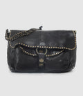 Campomaggi - Sac Crossbody Cuir Vachette Chaîne Clous Noir - Femme