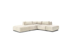 Jeanne - Canapé D'Angle Fixe Modulable - Tissu Velours Avec 2 Chauffeuses, 1 Angle Et 2 Poufs