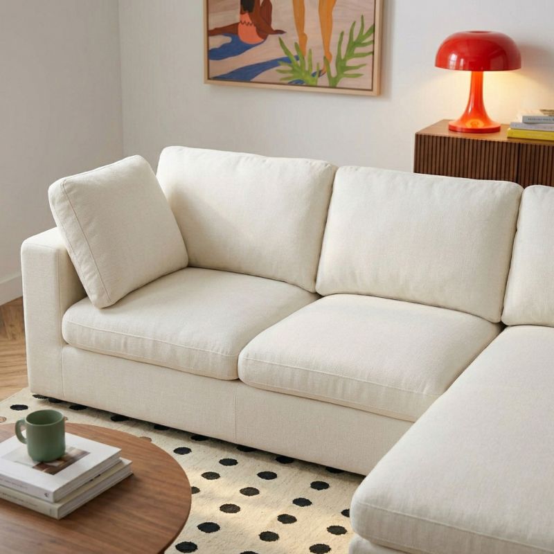 Mizar - Canapé D'Angle Modulable 4 Places - Tissu Beige
