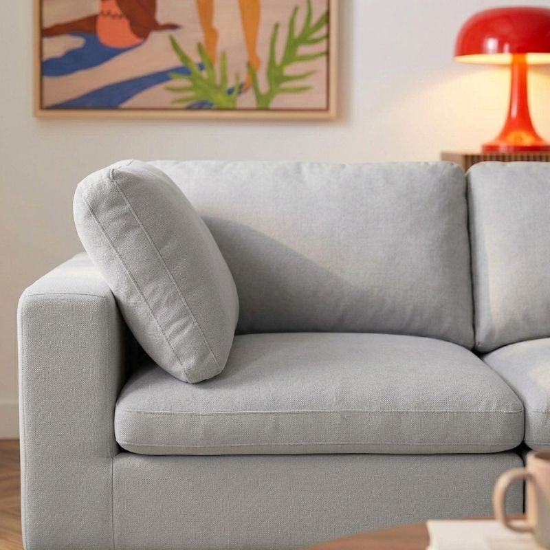 Mizar - Canapé D'Angle Modulable 4 Places - Tissu Gris