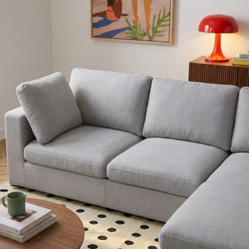 Mizar - Canapé D'Angle Modulable 4 Places - Tissu Gris