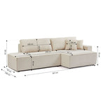 Zola - Canapé D'Angle Droit Ouvert Convertible 4 Places - Velours Cotelé Beige