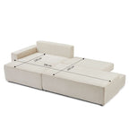 Zola - Canapé D'Angle Gauche Ouvert Convertible 4 Places - Velours Cotelé Beige