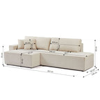 Zola - Canapé D'Angle Gauche Ouvert Convertible 4 Places - Velours Cotelé Beige