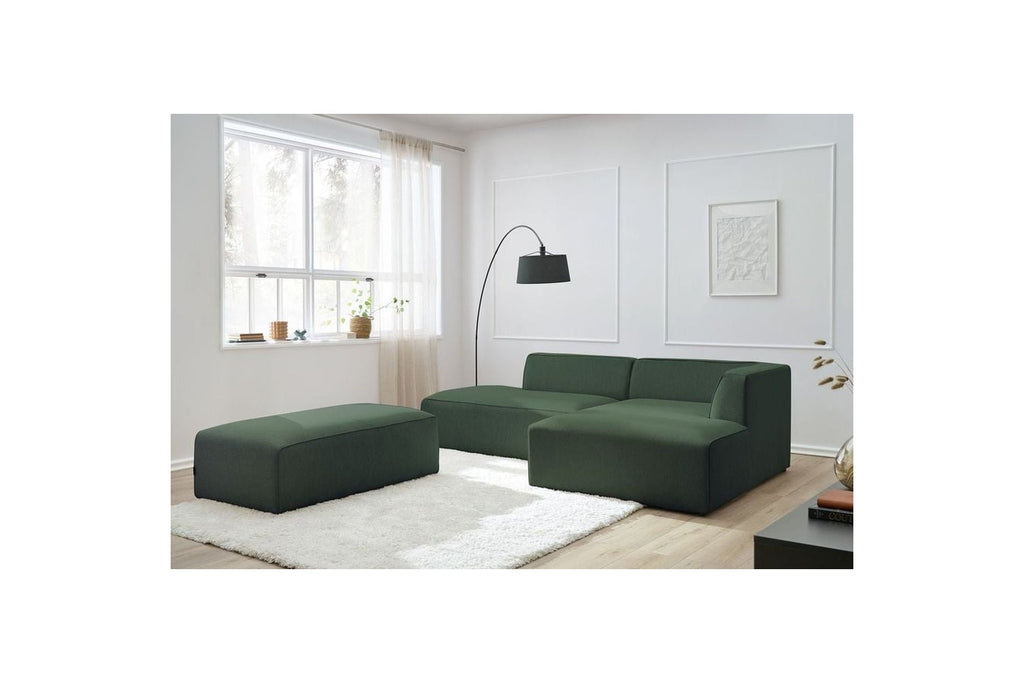Canapé d'angle fixe modulable MEGEVE tissu lisse avec pouf - Angle droit - BOBOCHIC - The Bradery
