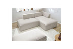 Canapé d'angle fixe modulable MEGEVE tissu lisse avec pouf - Angle droit - BOBOCHIC - The Bradery