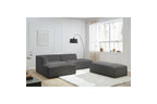 Canapé d'angle fixe modulable MEGEVE tissu lisse avec pouf - Angle gauche - BOBOCHIC - The Bradery