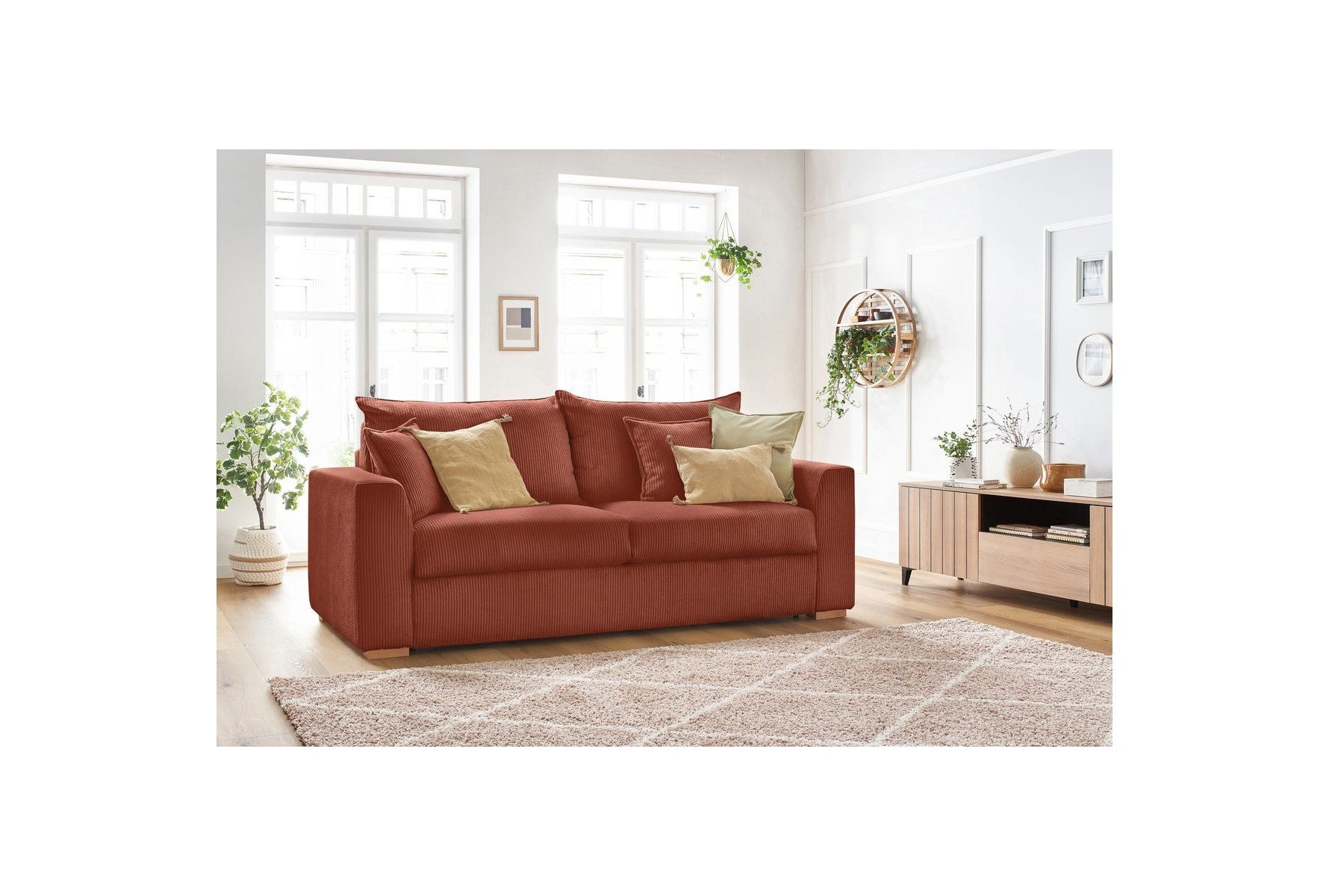 Augustin - Canapé Droit Convertible Ouverture Express - Velours Côtelé - 160X200