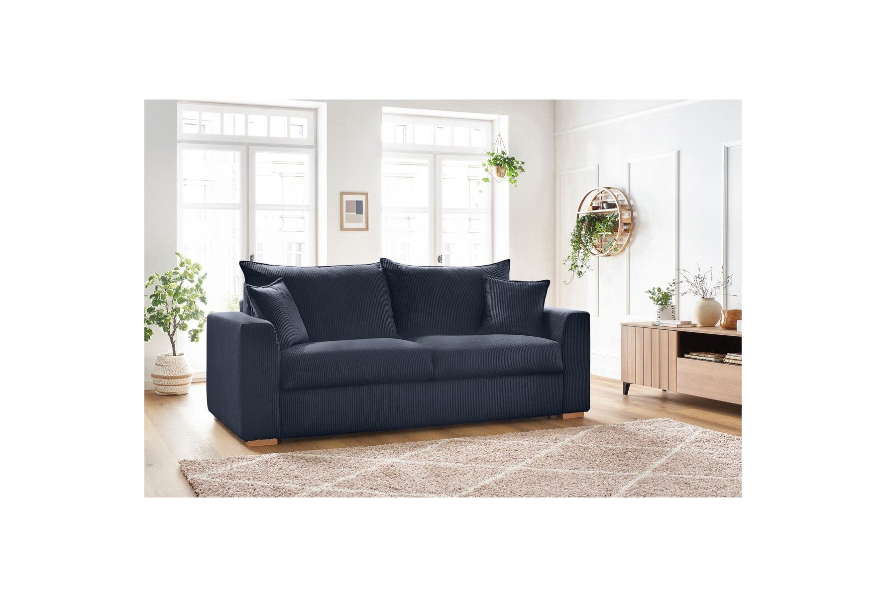 Augustin - Canapé Droit Convertible Ouverture Express - Velours Côtelé - 160X200