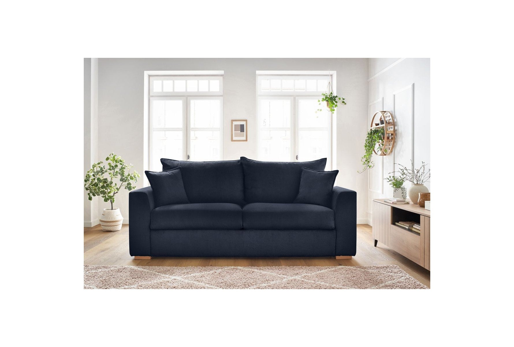 Augustin - Canapé Droit Convertible Ouverture Express - Velours Côtelé - 140X200